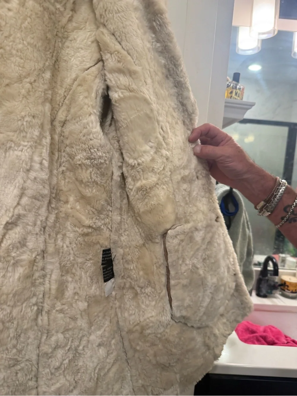 Vintage Steve Madden Genuine Leather Shearling Coat Tan Small